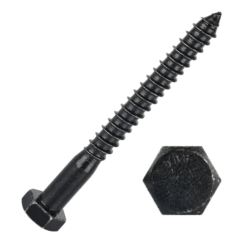 [Australia - AusPower] - 1/2" x 5" Hex Head Lag Bolts 10PCS Heavy Duty Lag Screws 304 Stainless Steel Wood Lag Screw Black Dacromet Commercial/Industrial Grade Bolt 1/2 x 5" 10 