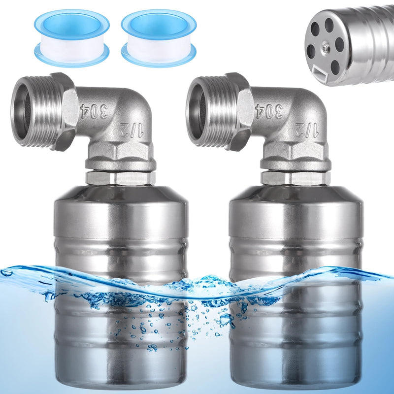 [Australia - AusPower] - 2 PCS Float Valves, 1/2" to 3/4" Fully Automatic Water Tank Float Valve, 304 Stainless Steel Water Level Control Float Valve for Water Tanks, Kitchens, Water Towers, Pools, Livestock Troughs 
