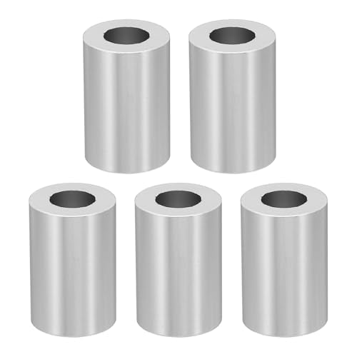 PATIKIL M10 aluminum spacers, 5-piece silver metal round standoff set for M10 or 3/8-inch screw bolts