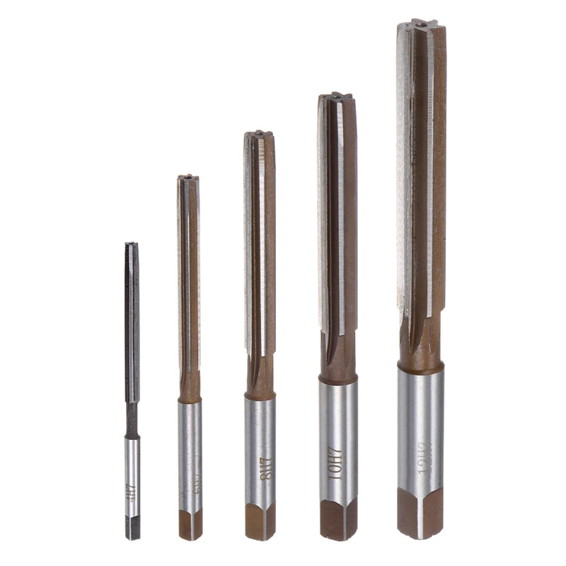 [Australia - AusPower] - uxcell 5pcs Hand Reamers Set 4mm 6mm 8mm 10mm 12mm H7 Metric Alloy Steel Reamer Bit Straight Flutes Steel Cutting Tool for Metal Wood Hole Reaming 