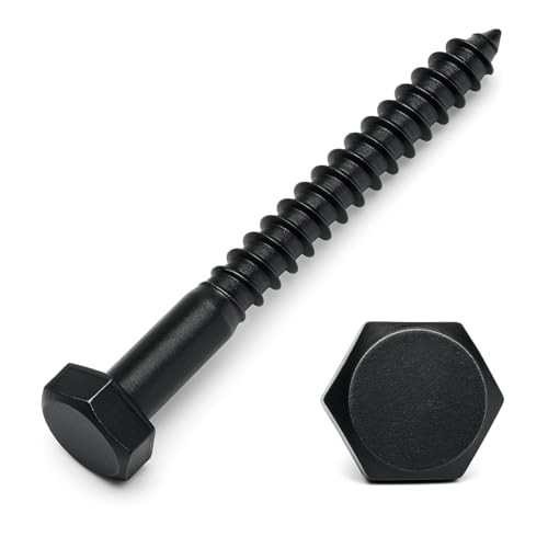 Party Animals 5/16 x 4-1/2-inch black Dacromet-coated 304 stainless steel hex head lag screws, 20-pack