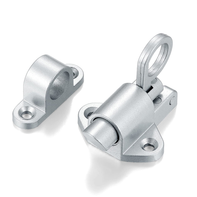 INIRET 10 Packs Self-Closing Latch，Silver Gray Spring Door Lock，Resilient Bolt Latch Aluminum Alloy Safety Automatic Spring Barrel Door Lock with Screws，Used for Wooden Door，Wooden Window and Cabinet Silver Gray