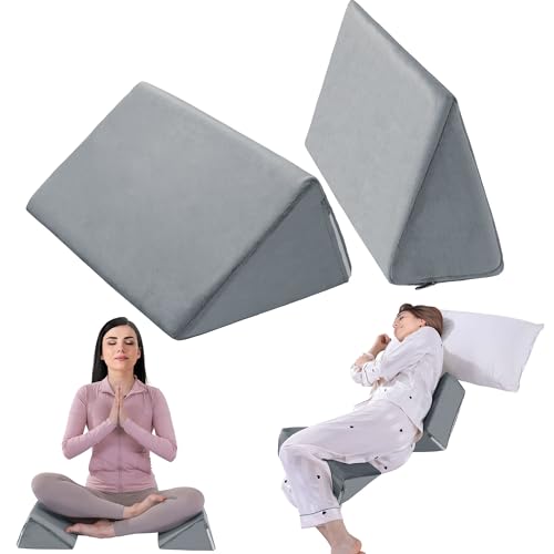 BALAPET 2 Pcs Small Wedge Pillow for Sleeping，Premium Foam Bed Pillow for Side Sleeping,Triangle Wedge Pillow for Leg Elevation,Yoga,Reduce Back Pain(Gray) Gray