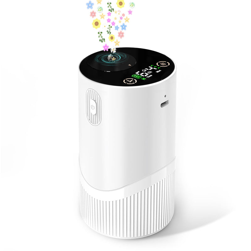 [Australia - AusPower] - Waterless Diffuser for Essential Oil-Aroma Scent Diffusers for Home Car Mini Aromatherapy Nebulizer Battery Operated Small Air Diffuser Machine 4 Mist Level 1/2/3/4/6H Timers Auto-off for Hotel 5-20ML 