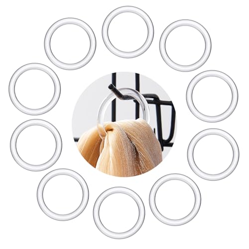 Kritkin 200 pcs clear plastic scarf rings and hangers, 1-5/8 inch for organizing and displaying scarves efficiently