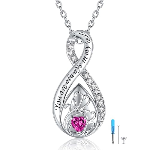 Sterling Silver Urn Necklace for Ashes for Women: Infinity Cremation Jewelry for Women - Ashes Keepsake Pendant Memorial Jewelry Gifts for A Loss of Loved Ones rose