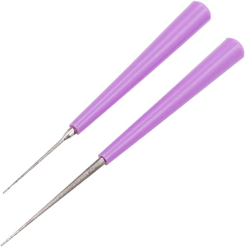 [Australia - AusPower] - 2 Piece Purple Diamond Tipped Bead Reamer Tool for DIY Jewelry Making, Pearls Beading Hole Expander Enlarger Tool Sets Hand Tools 