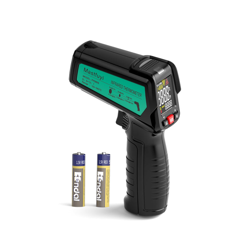 [Australia - AusPower] - Infrared Thermometer, Laser Temperature Gun Adjustable Emissivity Max Measure, Non Contact Surface Outdoor Heat Gun, Digital IR Temp Gun for Food, Cooking, BBQ, Pizza Oven, Reptile 