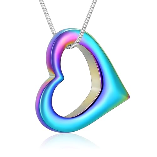 Hearbeingt Heart Urn Necklaces for Ashes Cremation Jewelry for Women Colorful