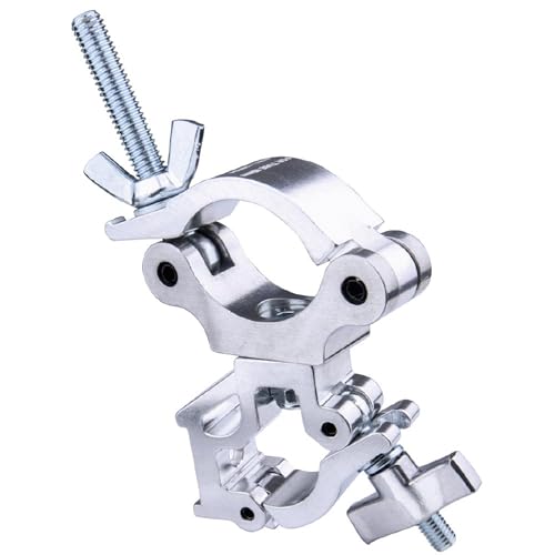 Kupo Slim Type Mighty Swivel Coupler, Heavy Duty Professional Rigging Clamp with Dual Tube Compatibility and 360 Degree Movement for Truss Systems - Silver (KG815512)