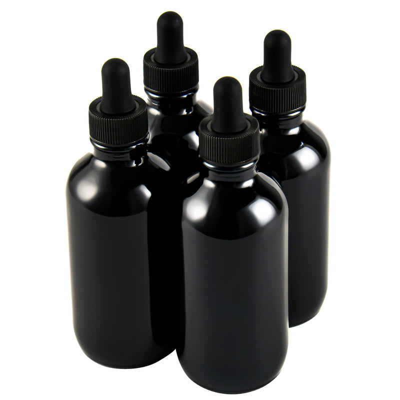 [Australia - AusPower] - 4 Pcs 4oz Black Glass Eye Dropper Bottle, Tincture Bottles With Leak-Proof Design, Stronger Suction for All Kinds of Mixed Liquids 4oz-4Pack 