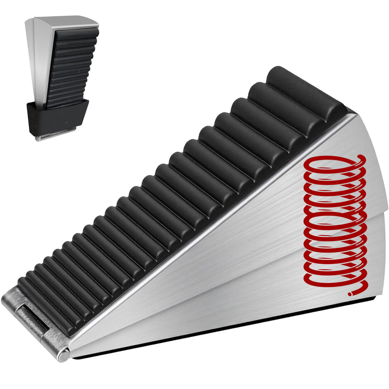 [Australia - AusPower] - Adjustable Heavy Duty Door Stopper, Spring Loaded with Holder, Tall up to 3 in Strongest Stainless Steel Doorstop for Bottom of Any Heavy Door Silver 