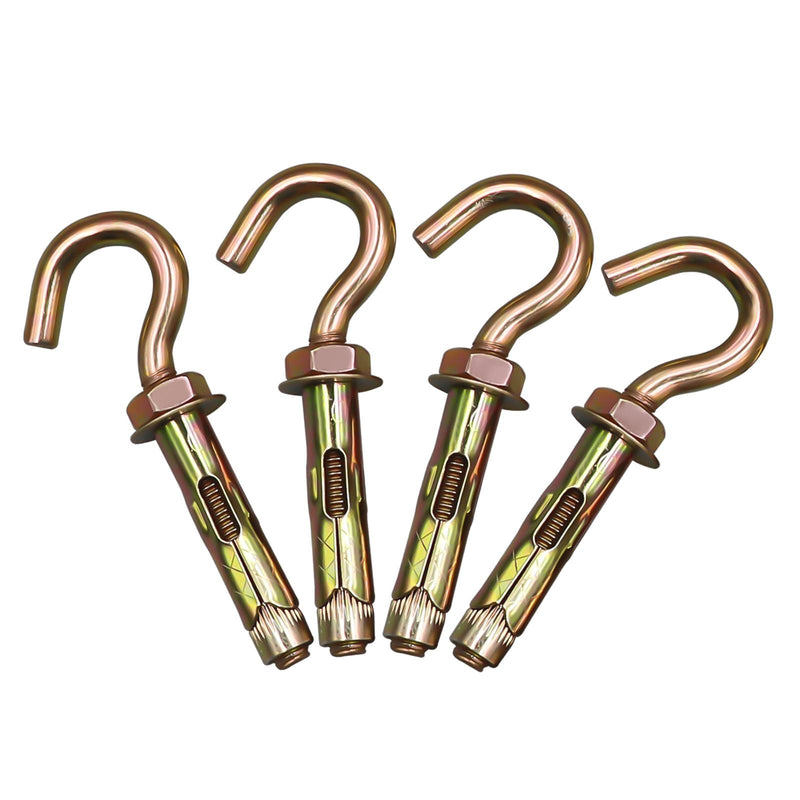 [Australia - AusPower] - M6 Concrete Hooks Brick Wall Hooks for Hanging, 3/8”x 1-1/2” Expansion Eye Bolt Screw Anchor, Heavy Duty Open Cup Hook for Cement Ceiling Hanging Pictures Light Plants (4 pcs) M6 
