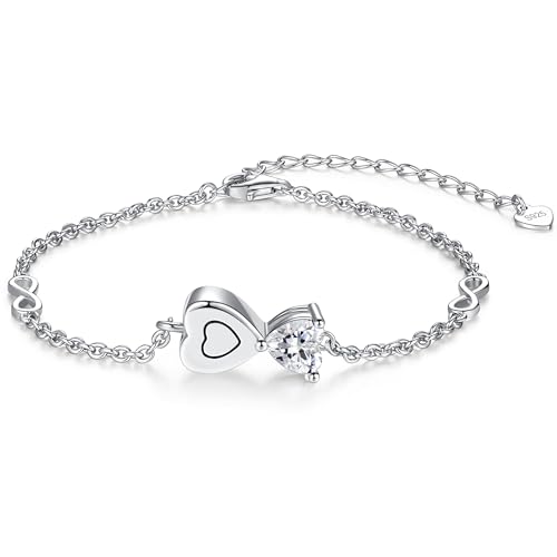 Step Forward 925 Sterling Silver Urn Bracelets for Ashes for Women - Cremation Bracelet Jewelry for Hold Ashes of Human & Pets - Keepsake memory jewelry Gifts infinity