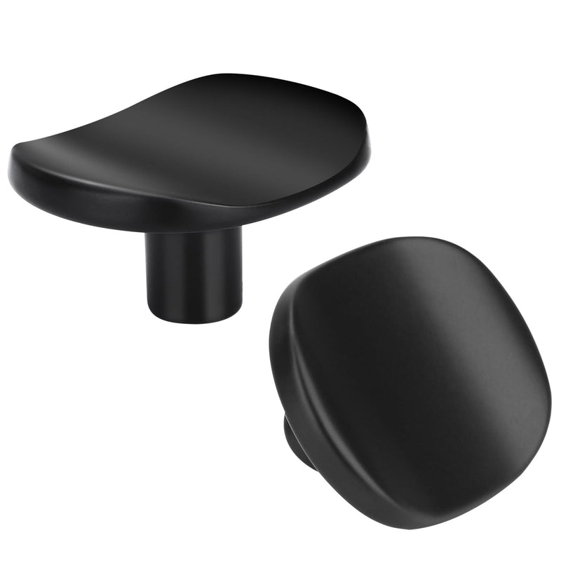 6 Pack Matte Black zinc Alloy Solid Cabinet Knobs,Black Single Hole Drawer Square knob Handles for Cabinets and Dresser Drawers Rustic 6 Pack