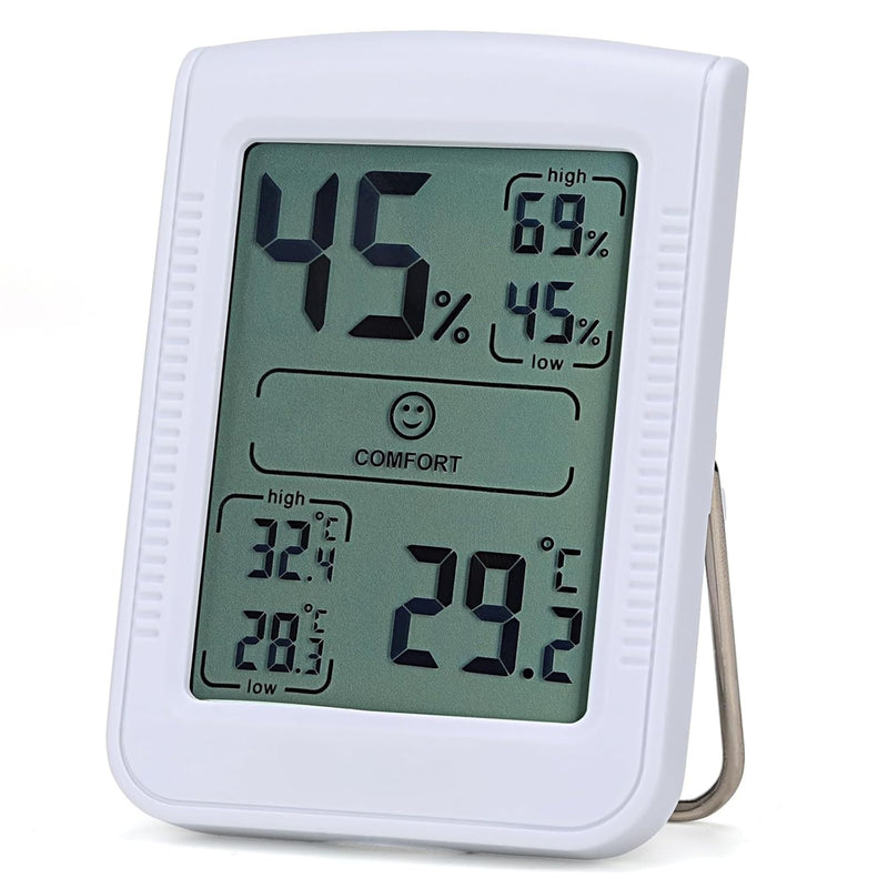 [Australia - AusPower] - Digital Thermometer Indoor Hygrometer Configure a Precise Temperature and Humidity Monitor with 5-Second Quick Refresh - Quick Feedback and Reminders on Changes in Temperature and Humidity (White) White 