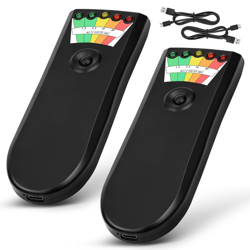 Upgraded Rechargeable EMF Meter with 5 Level LED EMF Meter Portable Handheld Magnetic Field Detector for Ghost Hunting and Inspections in Home, Electromagnetic Paranormal Equipment Tester (2 Pack) 2Pack
