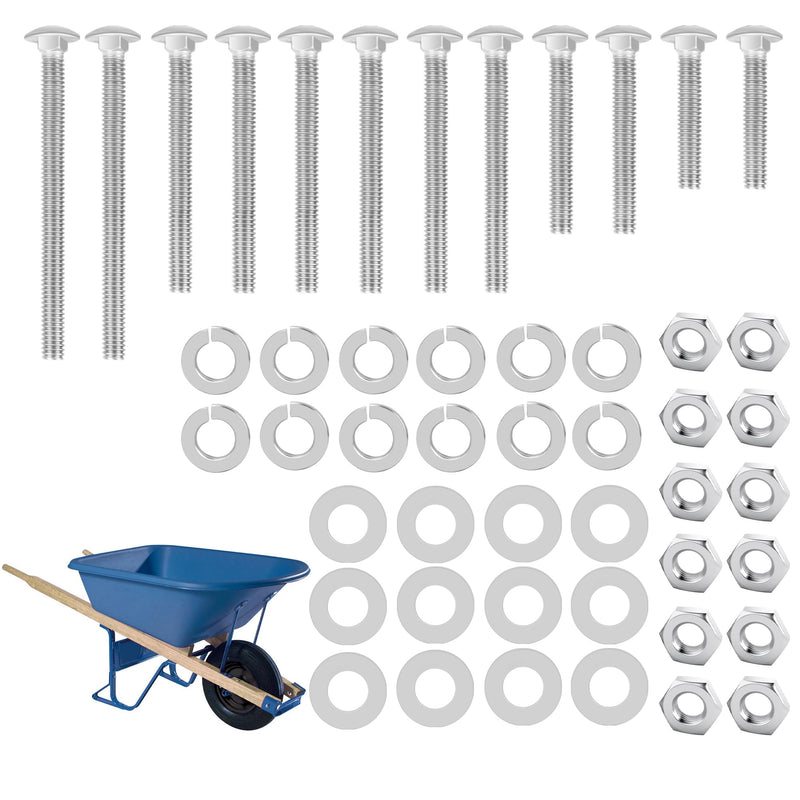 [Australia - AusPower] - Wheelbarrow Carriage Bolts and Nuts Kit 5/16" Carriage Bolts 304 Stainless Steel Wheelbarrow Rebuild Parts 4", 3", 2-1/2" and 2" Flange Hex Nuts- 12 Set 