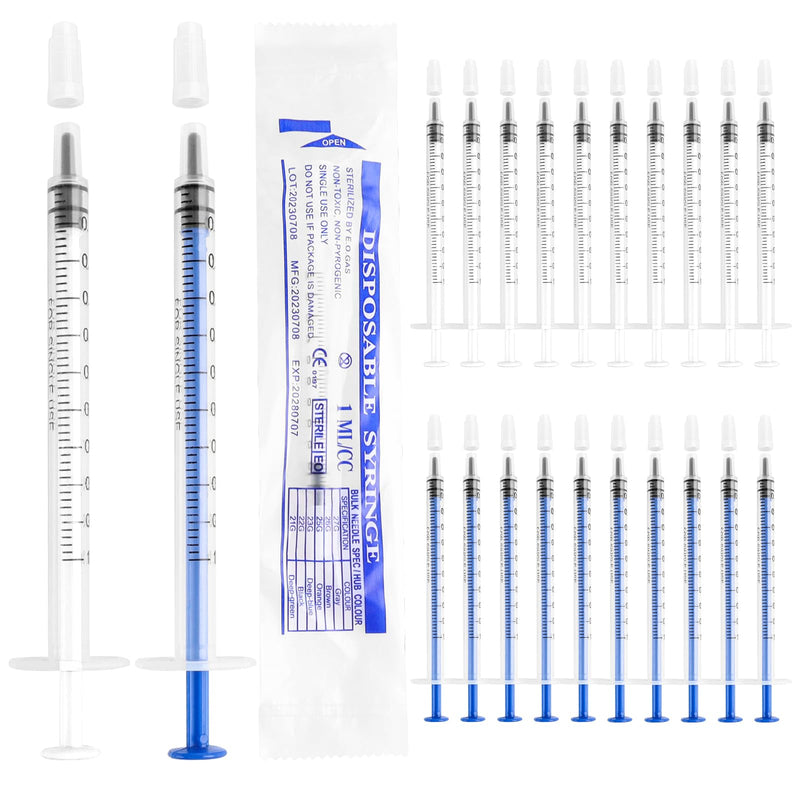 Colostrum Syringe 1 ml Colostrum Syringes Colostrum Collecting Set Sterile | Pack of 20 syringes, 1 ml, colostrum collector syringe with caps, plastic syringes for refilling and measuring liquids 1 ml-Blue+White