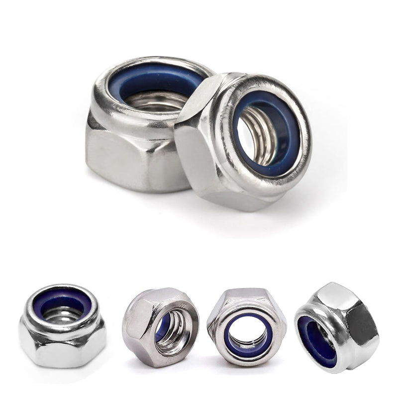 [Australia - AusPower] - M8 1.25 Locknuts Metric Nylon Inserted Hex Lock Nuts Self-Lock Nylon Insert M8x1.25mm 304 Stainless Steel Self Locking 13mm Hex Nut Driver Nut Right Hand M8-1.25 20 Pcs M8-Stainless Steel 