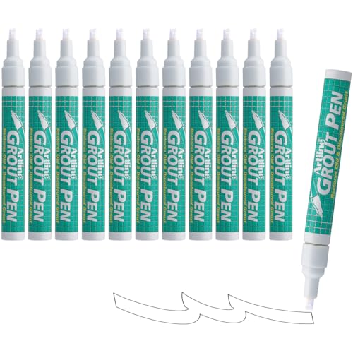 Artline white waterproof grout pens with chisel tips, 12-pack for tile grout touch-ups
