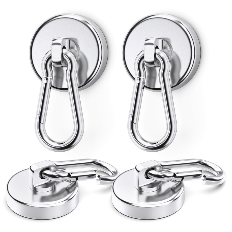 [Australia - AusPower] - Strong Magnetic Hooks Heavy Duty, 110LBS Magnetic Carabiner Hook, Neodumium Magnet Hooks with Swivel Hook, Magnets with Hooks for Hanging, Cruise, Garage, Warehouse, Outdoor - 4 Pack 4Pack 110Lbs 