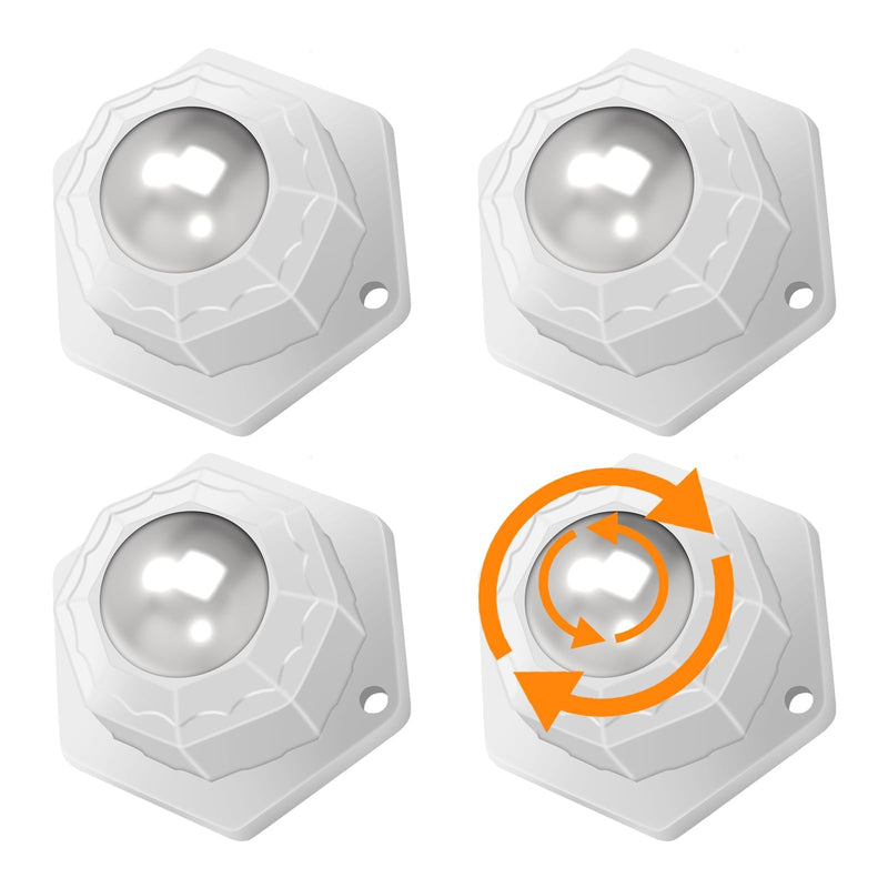 [Australia - AusPower] - 4Pcs Ball Bearing Rollers, 360º Rotation Universal Ball Casters, 200Lbs Self Adhesive Mini Caster Wheels for Trash Can, Storage Box, Small Furniture (White) White 