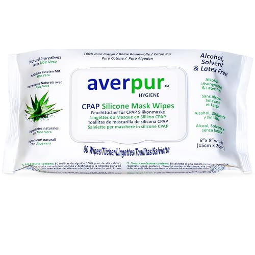 CPAP Cleaning Wipes - 80 averpur Mask Wipes with Aloe Vera | 100% Pure Cotton | Dermatologically Tested 1