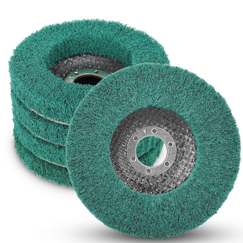 5 Pieces 4.5" x 7/8" Nylon Fiber Slat Disc 180 Grit Sanding Discs for Removing Rust and Cleaning | 5 Stück Schleifscheibe Nylonfaser zum Abrosten Polieren und Entfernen von Rost auf Metallen
