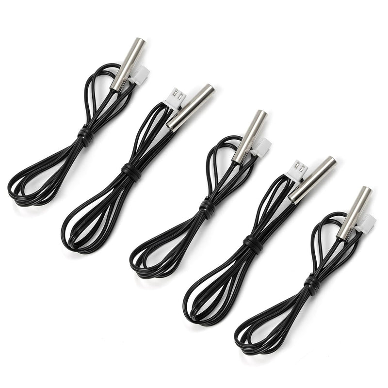 [Australia - AusPower] - B3950 Thermistor Temperature Sensor 10K Sensitive NTC Probes 1m Cable, 5Pcs Waterproof Temp Probe 1m / 39.37in 5 