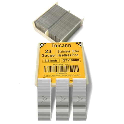 Toicann 23 gauge 5/8-inch headless pinner nails, 9000-piece pack in box