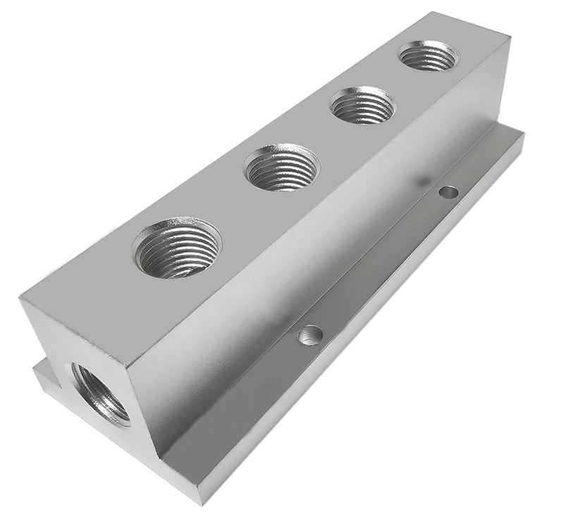 [Australia - AusPower] - NACX Air Compressor Outlet, 4 Way 6 Port Pneumatic Manifold Air Distribution Block, G1/4-Inch Output Port, Aluminum Alloy 