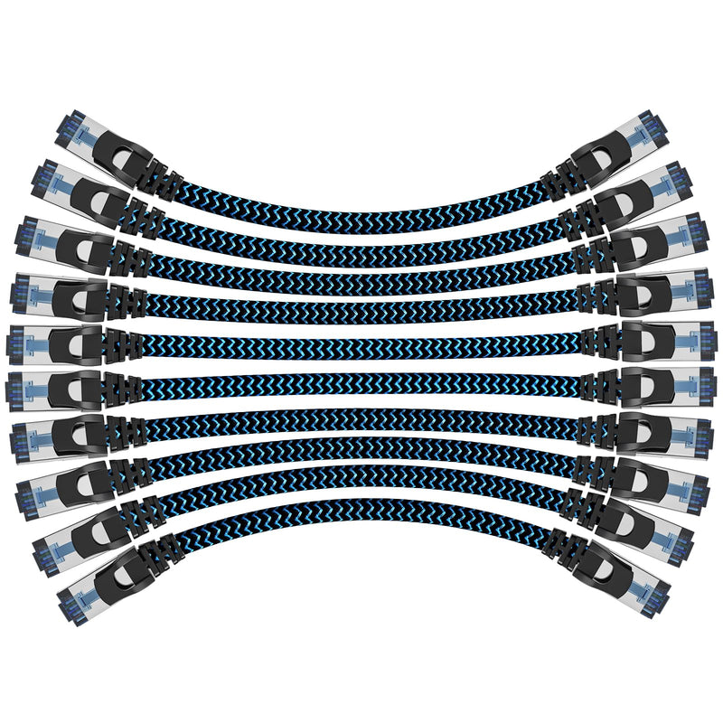 10 x 0.25 m LAN Cable Network Cable CAT8 Ethernet Cable | RJ45 Patch Cable 40Gbps 2000Mhz/s Gigabit, High Speed Internet Cable Compatible with Router Modem Laptop PC blue 10