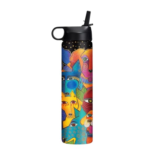 RainCaper 18/8 Stainless Steel Insulated Water Tumbler with Straw | 24oz, BPA-Free, Double Wall for Hot & Cold | Travel-Friendly, Cup Holder Ready Laurel Burch Dogs, Dogs, Dogs