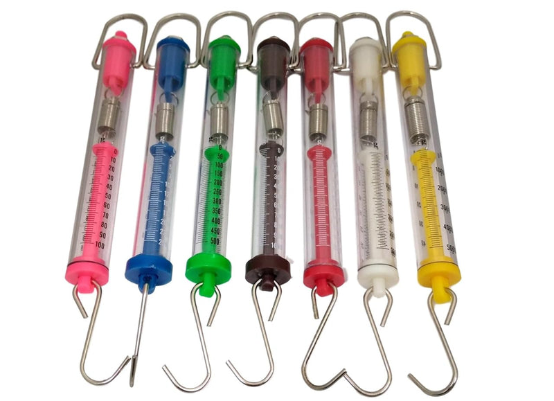 [Australia - AusPower] - Sci-Supply Spring Scales, Set of 7, 100g - 5,000g (1N - 50N), Spring Scale Dynamometer Science Classroom Set 