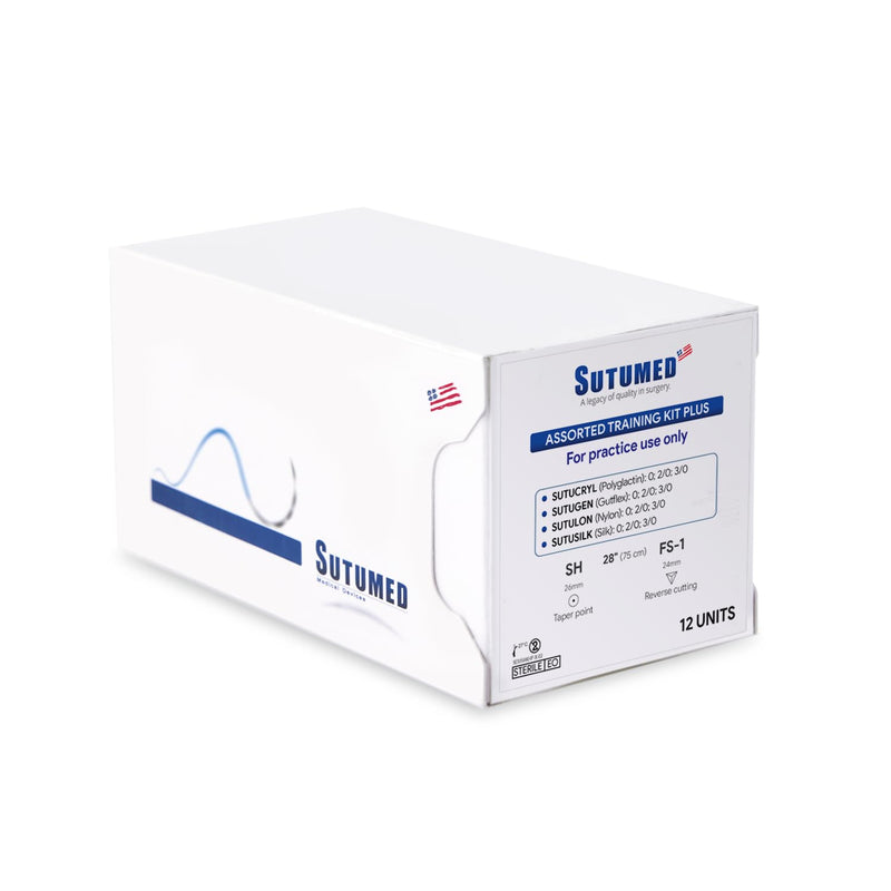[Australia - AusPower] - Assorted Training Suture Plus Pack | Includes 12 Mixed Suture Thread with Needle 0, 2-0, 3-0 Absorbable & Non-Absorbable | for Medical Student, Nursing & Vet Student Suture Training 
