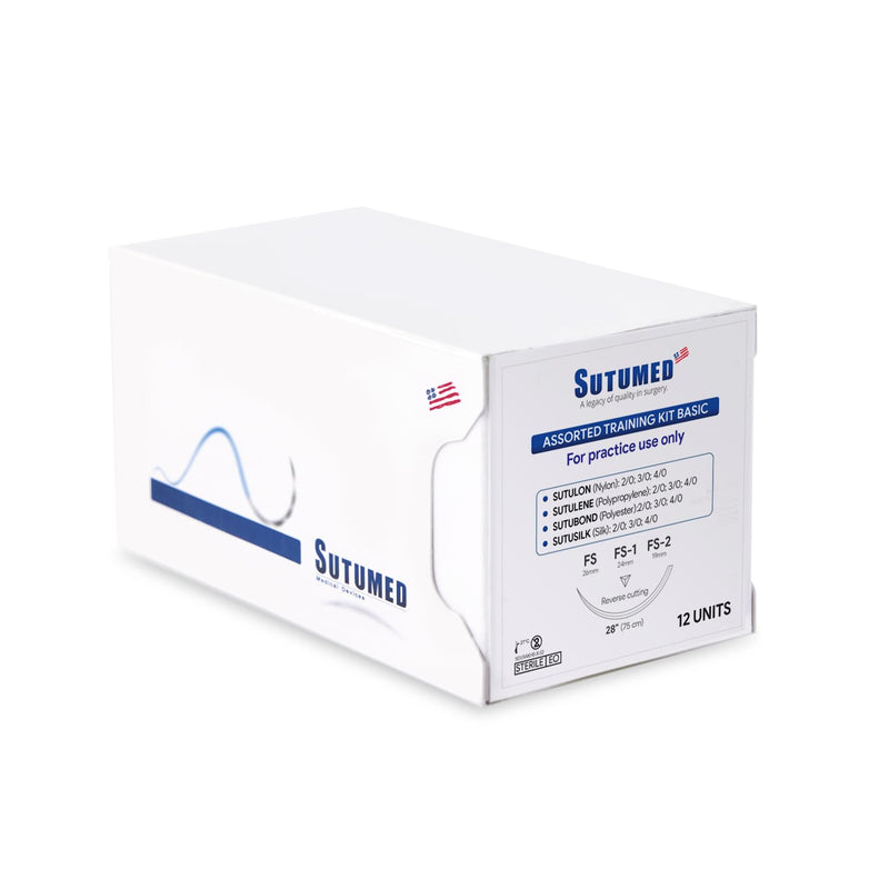 [Australia - AusPower] - Assorted Training Suture Basic Pack | Includes 12 Mixed Suture Thread with Needle 2-0, 3-0, 4-0 Non Absorbable | for Medical Student, Nursing, and Vet Student Suture Training 