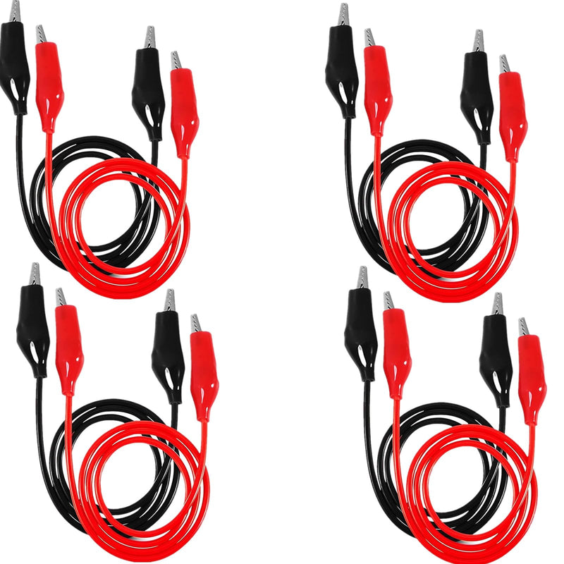 [Australia - AusPower] - 8PCS Alligator Clips Electrical, 1M Alligator Clips with Wires, Test Leads with Alligator Clips, Double-Ended Jumper for Electrical Testing, Circuit Connection 8 