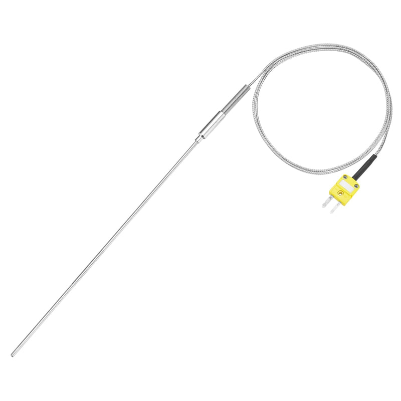 [Australia - AusPower] - MECCANIXITY K Type Thermocouple with Plug, Meter Temperature Sensor Probe -50 to 1100°C(-58 to 2012°F) Stainless Steel, 3.2x300mm 3.3ft Wire 
