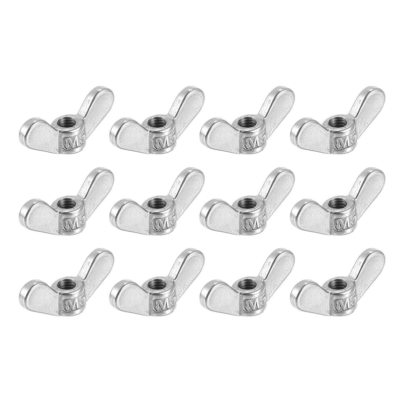 [Australia - AusPower] - uxcell M5x0.8mm Wing Nut 12 Pcs, 304 Stainless Steel Butterfly Wing Nuts Fasteners Parts Hand Twist Tighten Wing Nuts for Machinery Electronic Equipment DIY, Silver 
