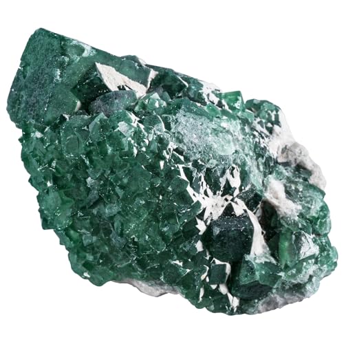 Amogeeli Natural Green Fluorite Crystal for Home Office Tabletop Decor Rough Stone Mineral Specimen for Healing 0.44-0.66 lb