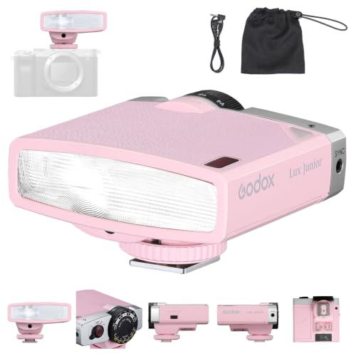 Godox Lux Junior Retro Camera Flash with PC sync Ports (Pink, 4.6oz) Pink
