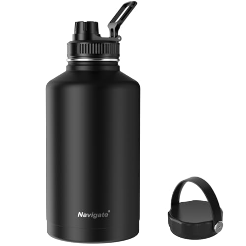 Navigate 64oz Insulated Water Bottle for Sports, Keep Cold 24H Black 64 Ounces