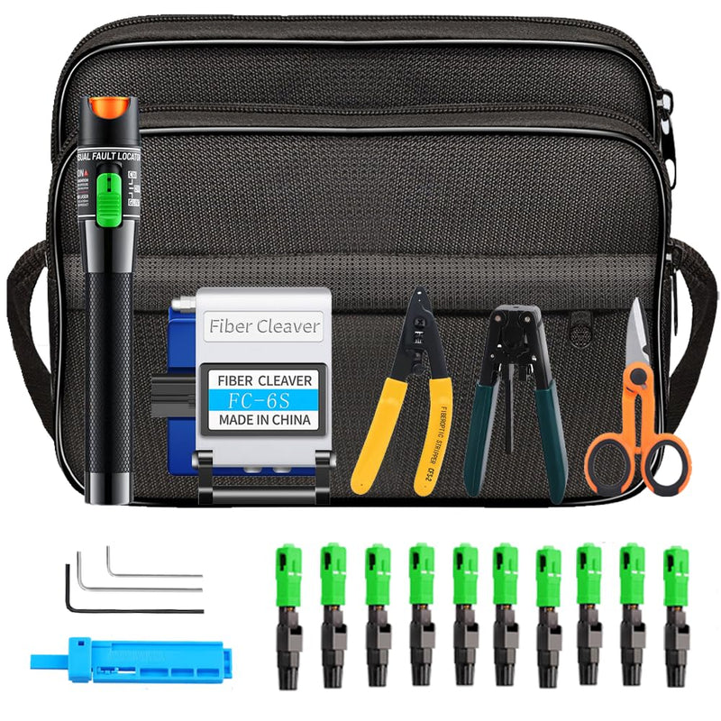 FTTH Clip Tool Kit FC-6S Fault Finder 30mW 30km SC/APC Quick Connector and Fiber Optic Cold Connection Kit