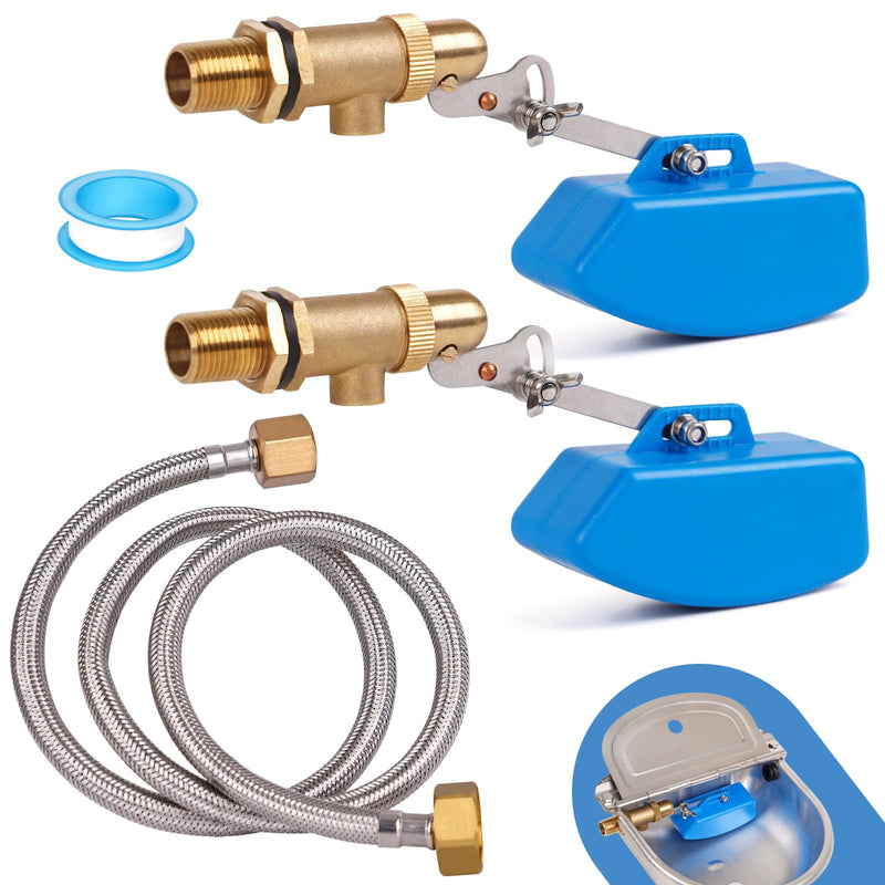 1/2 Inch Brass Float Valve for Water Tank with Hose Auto Shut Off Pool Fill Valve Automatic Fill Float Ball Valve for Stock Fountains Livestock Waterer Troughs (1/2 Inch Float Valve, 2) 1/2 Inch Float Valve