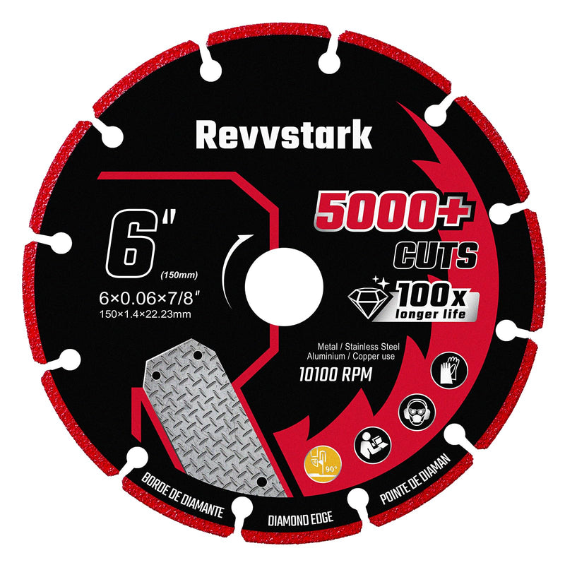 [Australia - AusPower] - Diamond Cutting Wheel 6 Inch with 7/8" Arbor for Metal, Carbide Cutting Wheel, Angle Grinder Cutting Disc, 6" Cut Off Wheel for Metal with 5000+ Cuts on Rebar, Steel, Iron and INOX 6"x7/8in. 1.0 