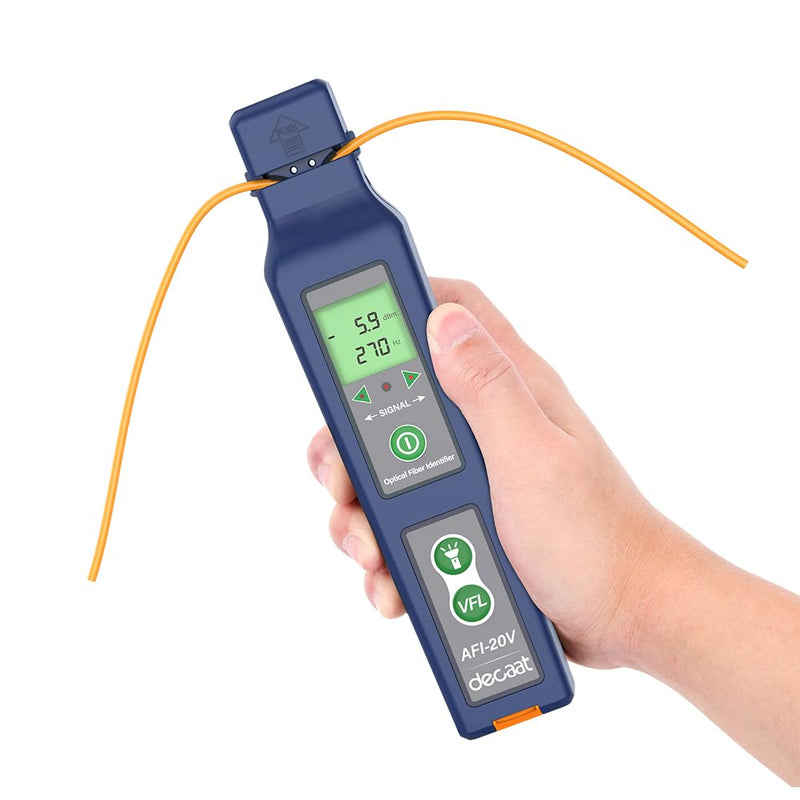 [Australia - AusPower] - Generic Optical Fiber Identifier 800-1700nm All-in-one chuck, Built-in 5KM Visual Fault Locator VFL, OFI Fiber Traffic Detector with LED, Navy Blue 