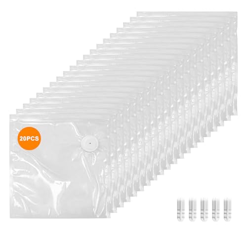 MEGAWISE Vacuum Sealer Bags, Reusable Food Storage Bags with Double Zip Sea 12*13.5in bags 20pcs white