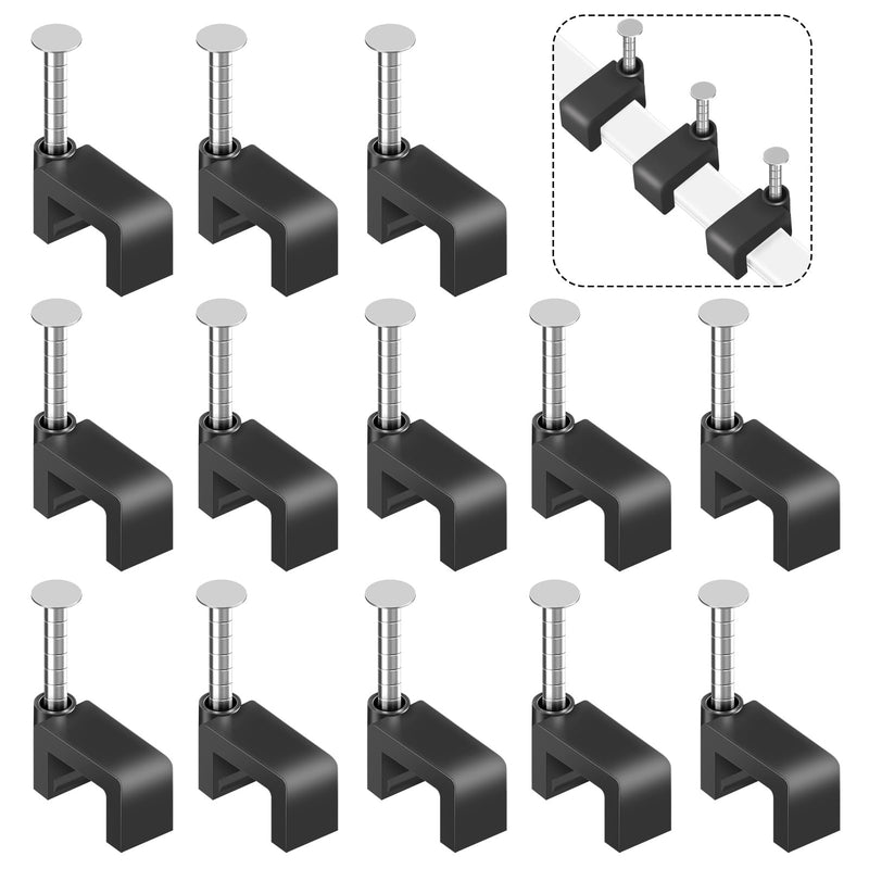 [Australia - AusPower] - Black Cable Clips Nail in Cable Clip 100 Pcs 8mm Flat Black Ethernet Cable Wall Clips Cable Tacks Coax Clips Speaker Wire Clips Cable Nails for Cords Cat5/Cat5e/Cat6/Cat7 RJ45 Cord Clips 
