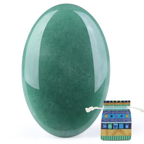 QINJIEJIE 2.4" Green Aventurine Crystal Stone Natural Gemstones Polished Palm Stone Healing Crystals 1PCS Worry Stone Energy Balancing Anxiety Stress Relief Meditation Protection Gifts for Women Men